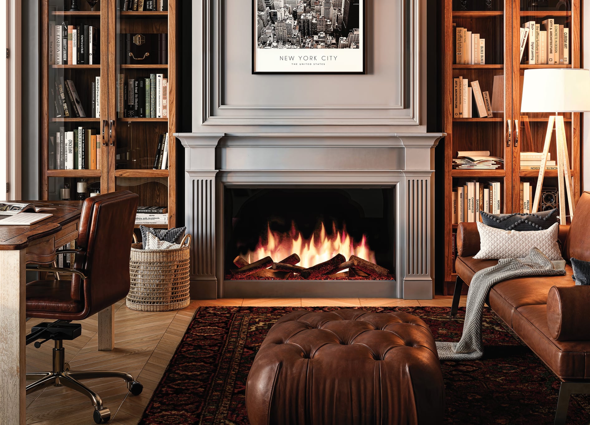 Dimplex Ignite Quest electric fireplace in a finished room