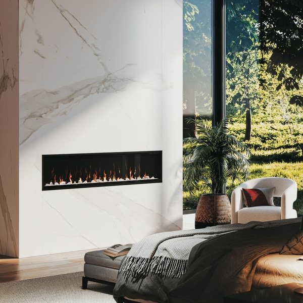 Dimplex Ignite XL electric fireplace in a bedroom